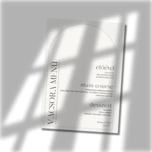 Esküvői vacsora menü és itallap